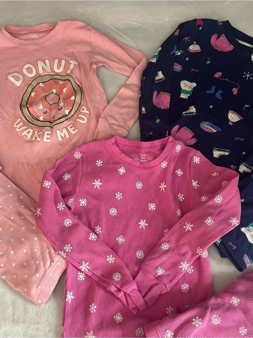 Carter’s Girls 3 Bundle Pajama Sets Sz 8
